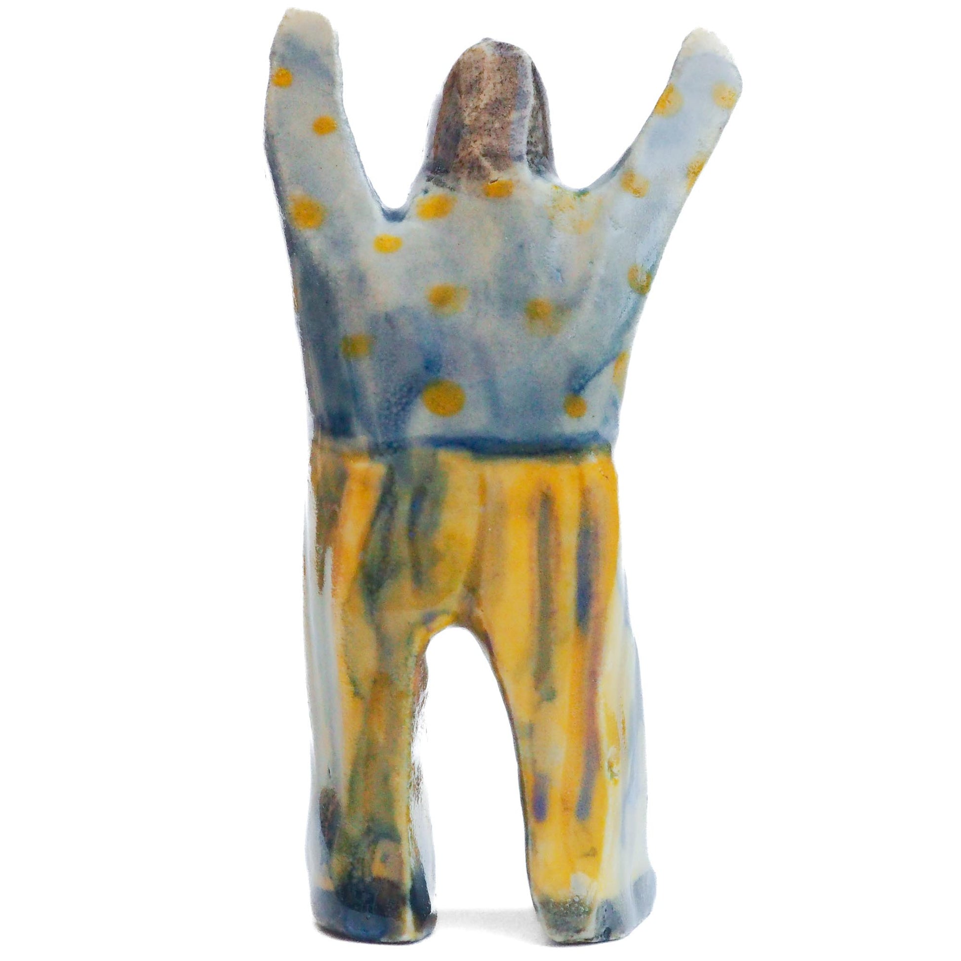 Handmade ceramic totem amulet figurine hand painted by Idania Salcido, the artist behind Danita art. Ceramic simulates carved wood with colorful glazes.