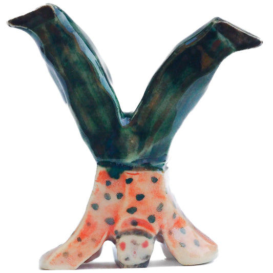 Handmade ceramic totem amulet figurine hand painted by Idania Salcido, the artist behind Danita art. Ceramic simulates carved wood with colorful glazes.