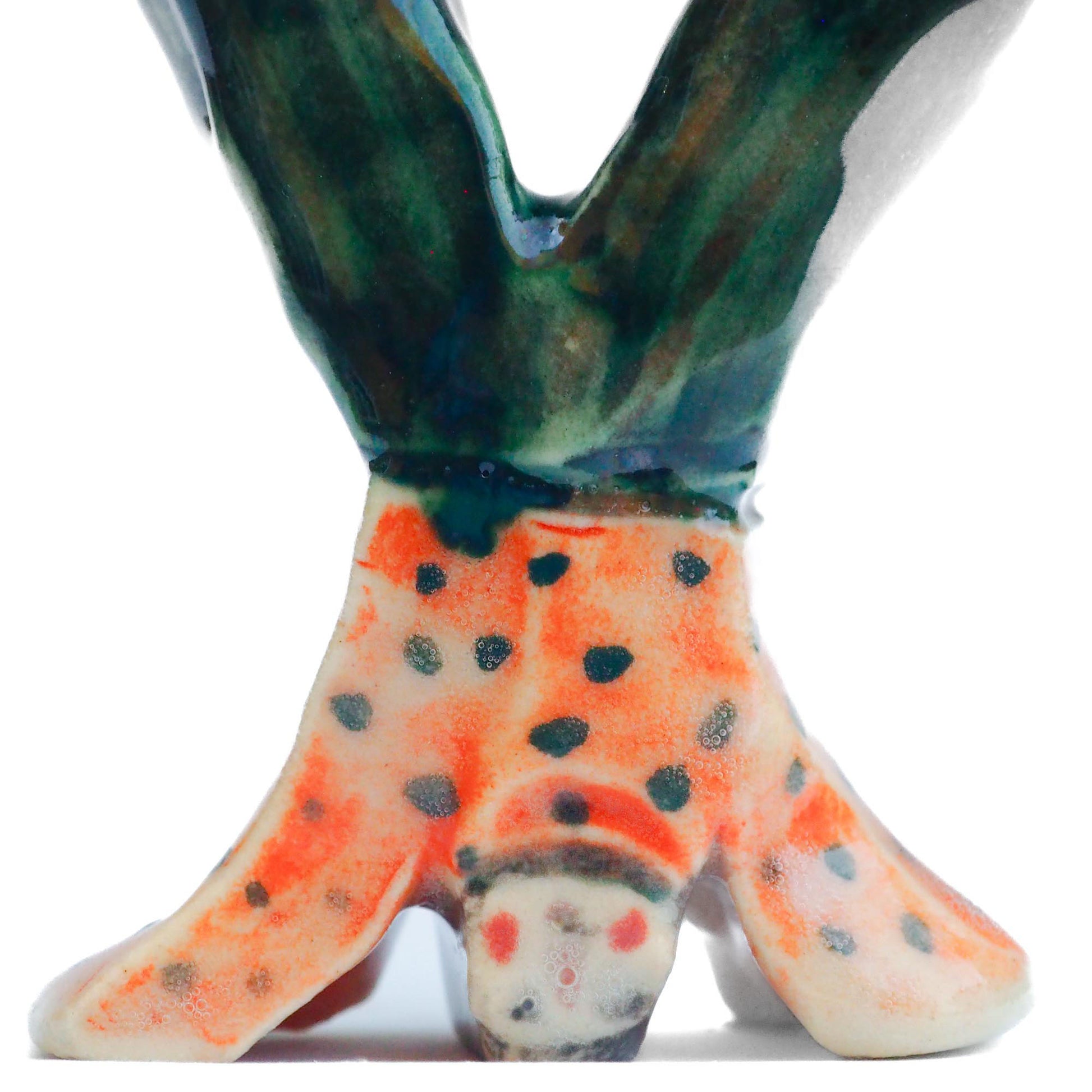 Handmade ceramic totem amulet figurine hand painted by Idania Salcido, the artist behind Danita art. Ceramic simulates carved wood with colorful glazes.
