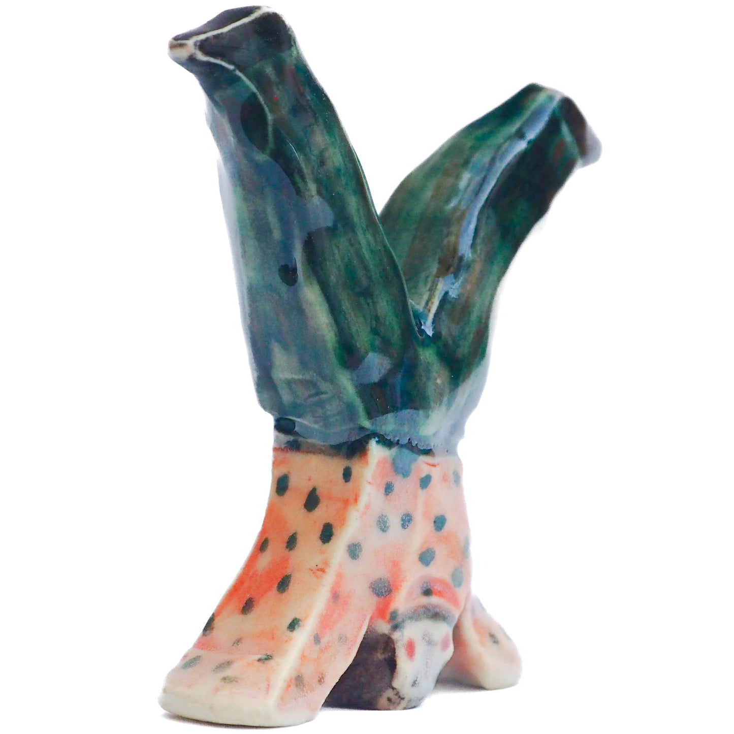Handmade ceramic totem amulet figurine hand painted by Idania Salcido, the artist behind Danita art. Ceramic simulates carved wood with colorful glazes.
