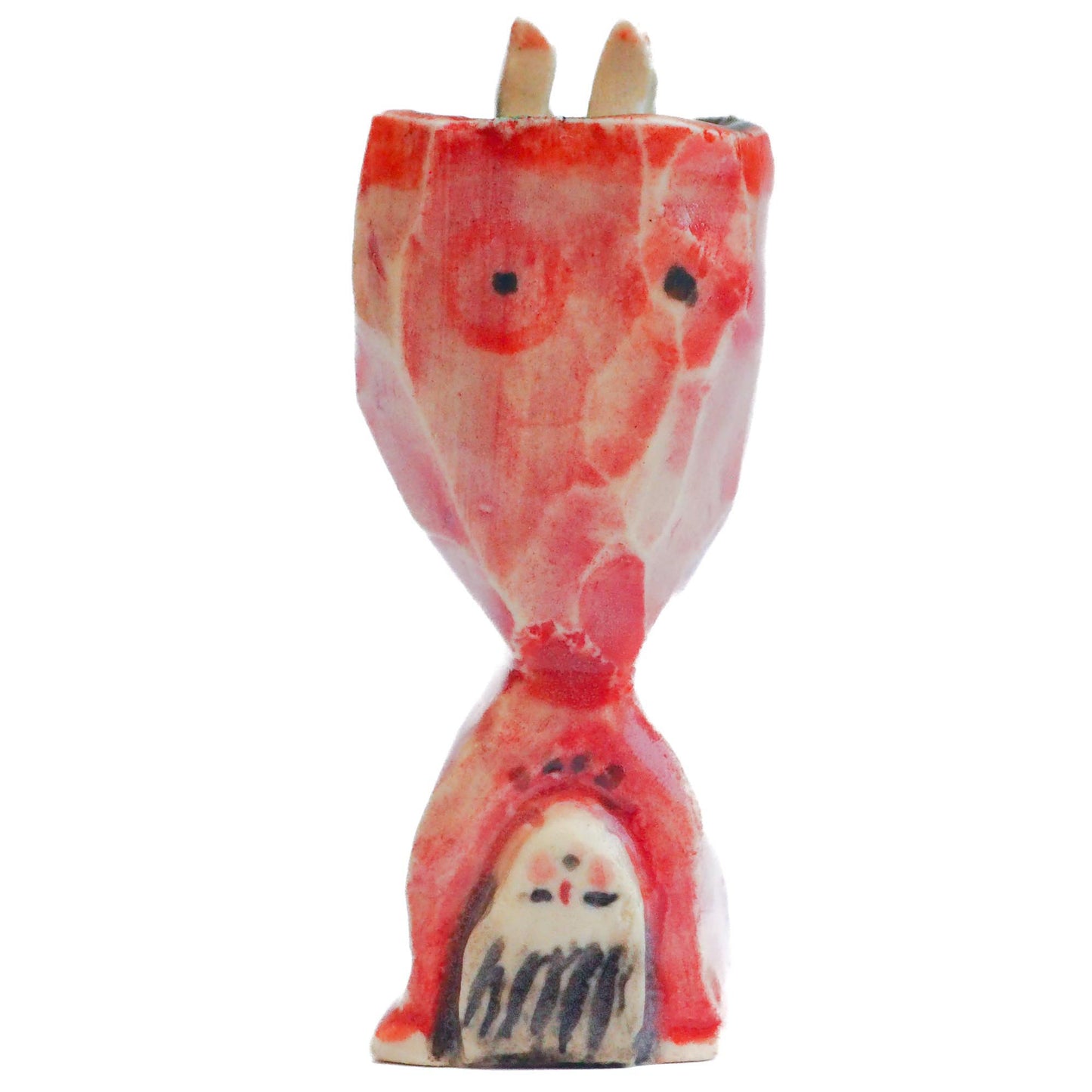 Handmade ceramic totem amulet figurine, hand-painted by Idania Salcido, the artist behind Danita art. Wonderful ceramic that simulates carved wood, hand made and painted by hand.