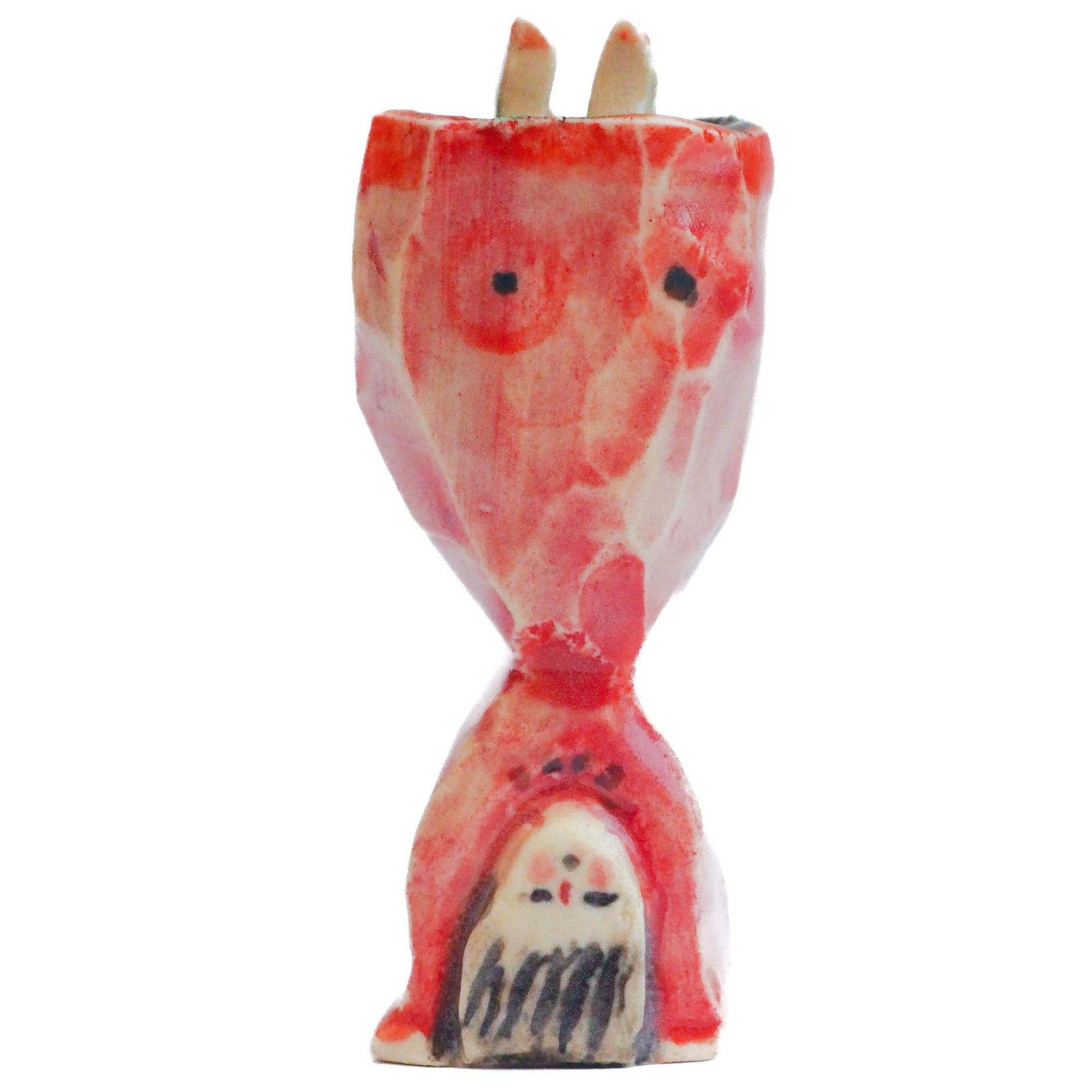 Handmade ceramic totem amulet figurine, hand-painted by Idania Salcido, the artist behind Danita art. Wonderful ceramic that simulates carved wood, hand made and painted by hand.