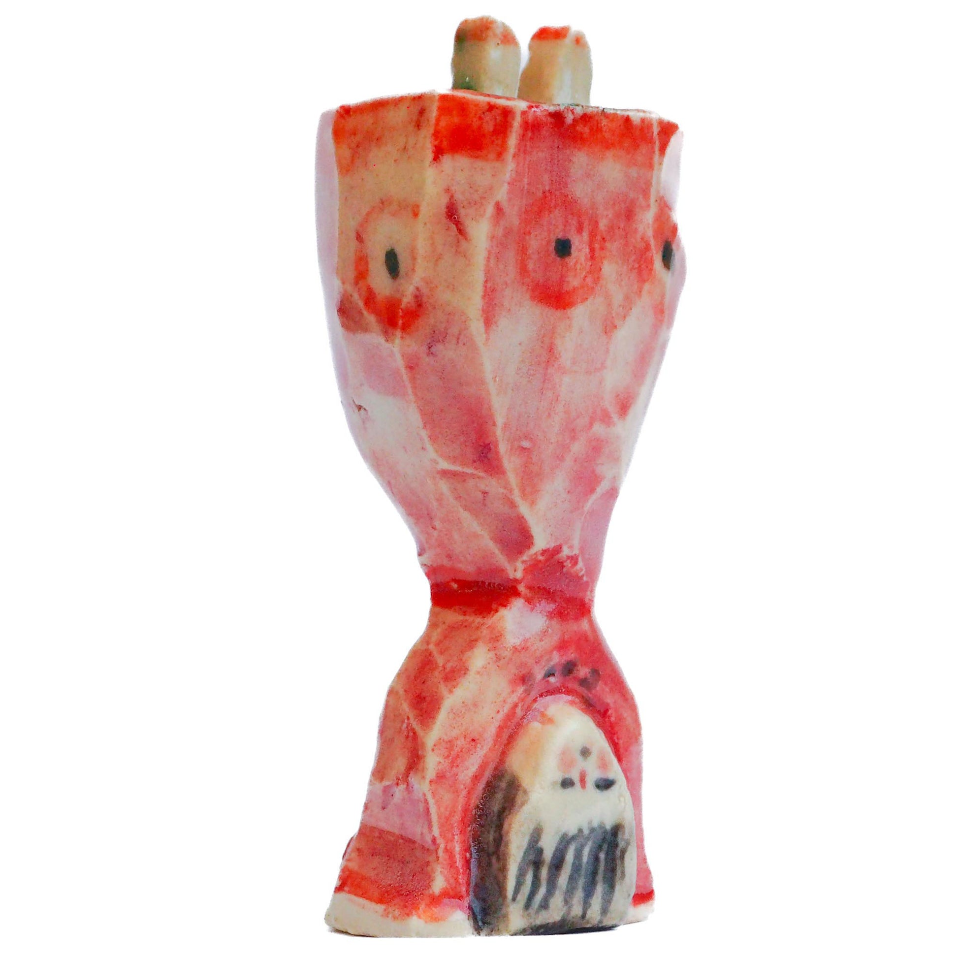 Handmade ceramic totem amulet figurine, hand-painted by Idania Salcido, the artist behind Danita art. Wonderful ceramic that simulates carved wood, hand made and painted by hand.
