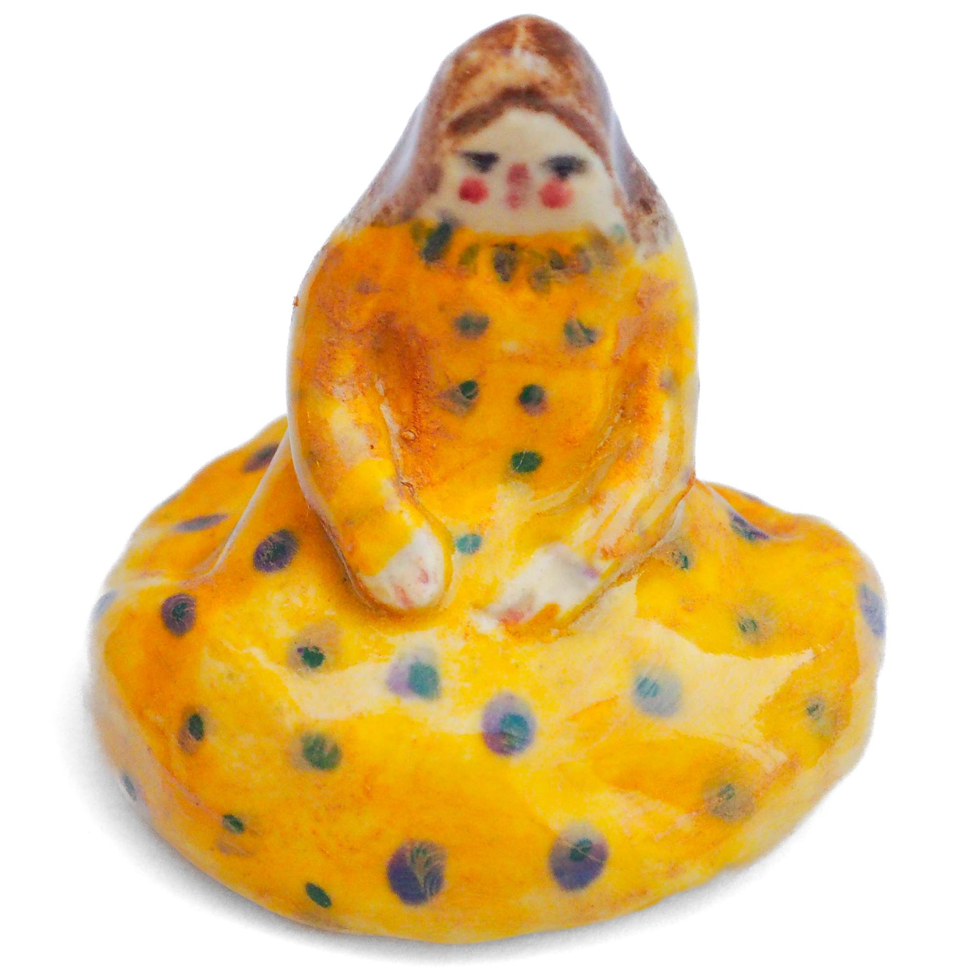 Handmade ceramic totem amulet figurine, hand-painted by artist Idania Salcido, the artist behind Danita art. Wonderful ceramic that simulates carved wood, hand made and painted by hand.