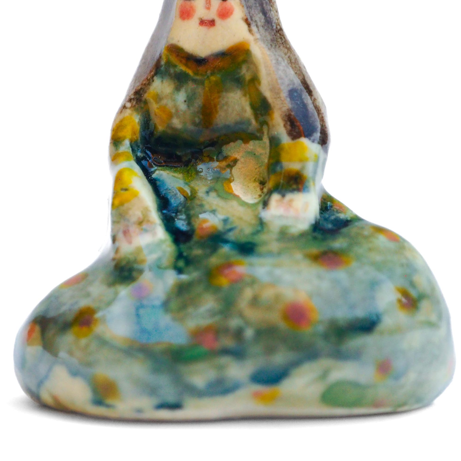 Handmade ceramic totem amulet figurine, hand-painted by artist Idania Salcido, the artist behind Danita art. Wonderful ceramic that simulates carved wood, hand made and painted by hand.