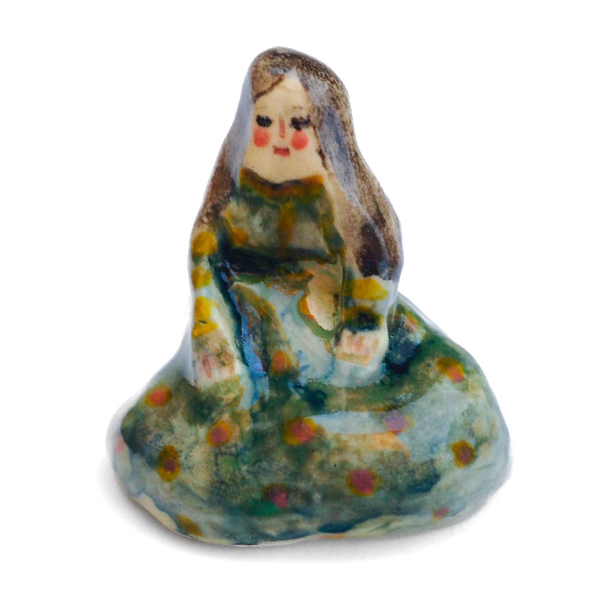 Handmade ceramic totem amulet figurine, hand-painted by artist Idania Salcido, the artist behind Danita art. Wonderful ceramic that simulates carved wood, hand made and painted by hand.