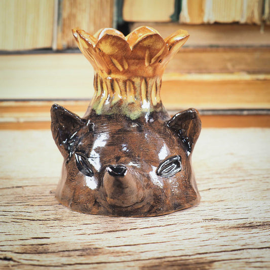 CERAMIC WOLF CANDLE HOLDER