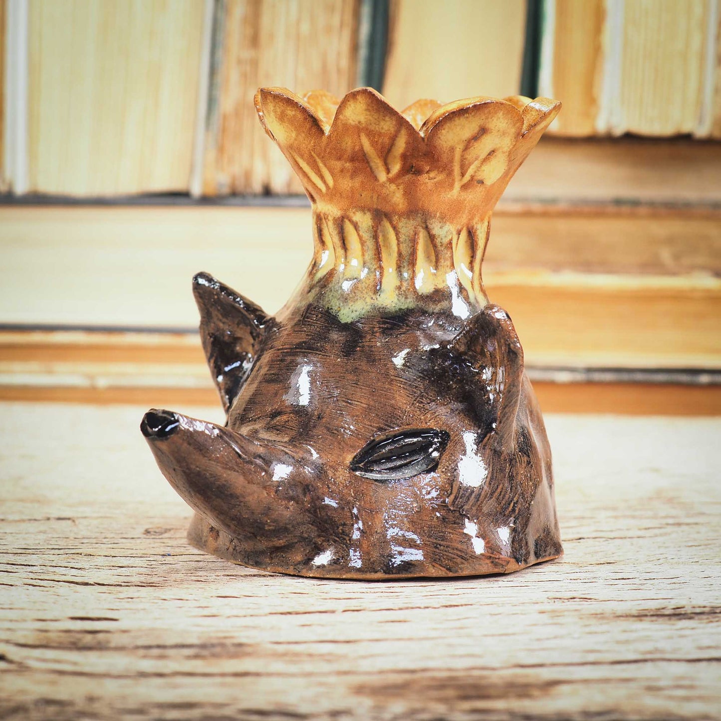 CERAMIC WOLF CANDLE HOLDER