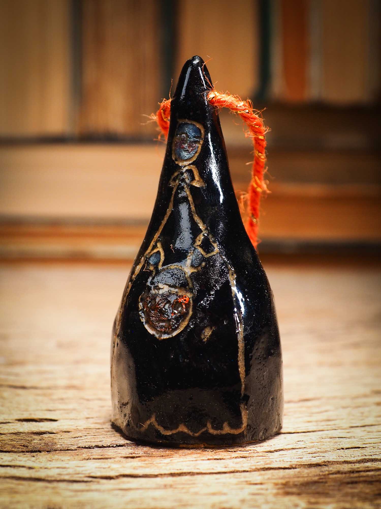 Original handmade ceramic candy corn ornament by Idania Salcido Danita Art with thread is perfect Halloween decoration! Stands on its own or hangs from window