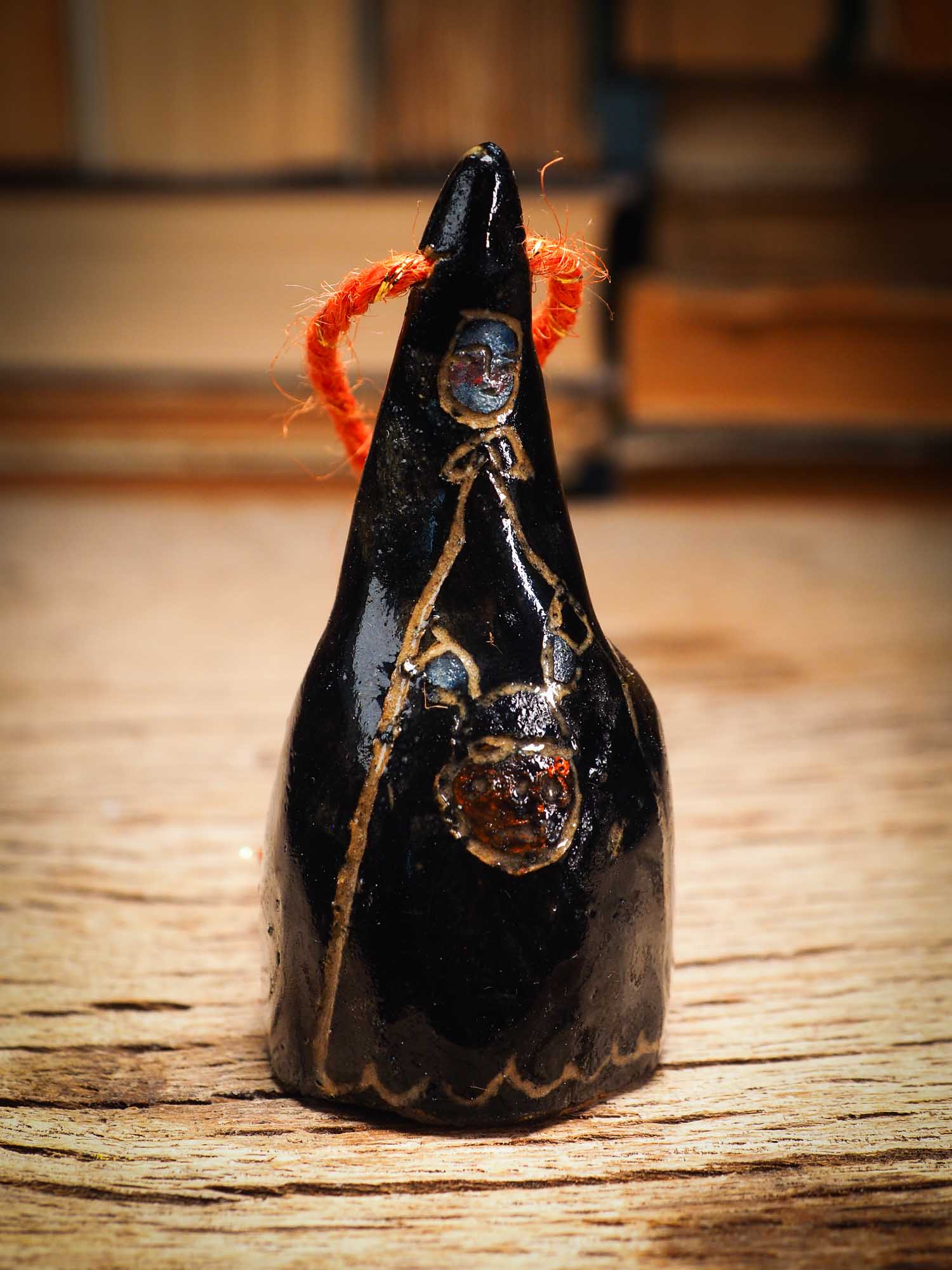 Original handmade ceramic candy corn ornament by Idania Salcido Danita Art with thread is perfect Halloween decoration! Stands on its own or hangs from window