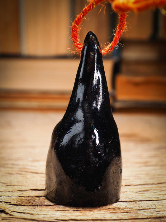 Original handmade ceramic candy corn ornament by Idania Salcido Danita Art with thread is perfect Halloween decoration! Stands on its own or hangs from window