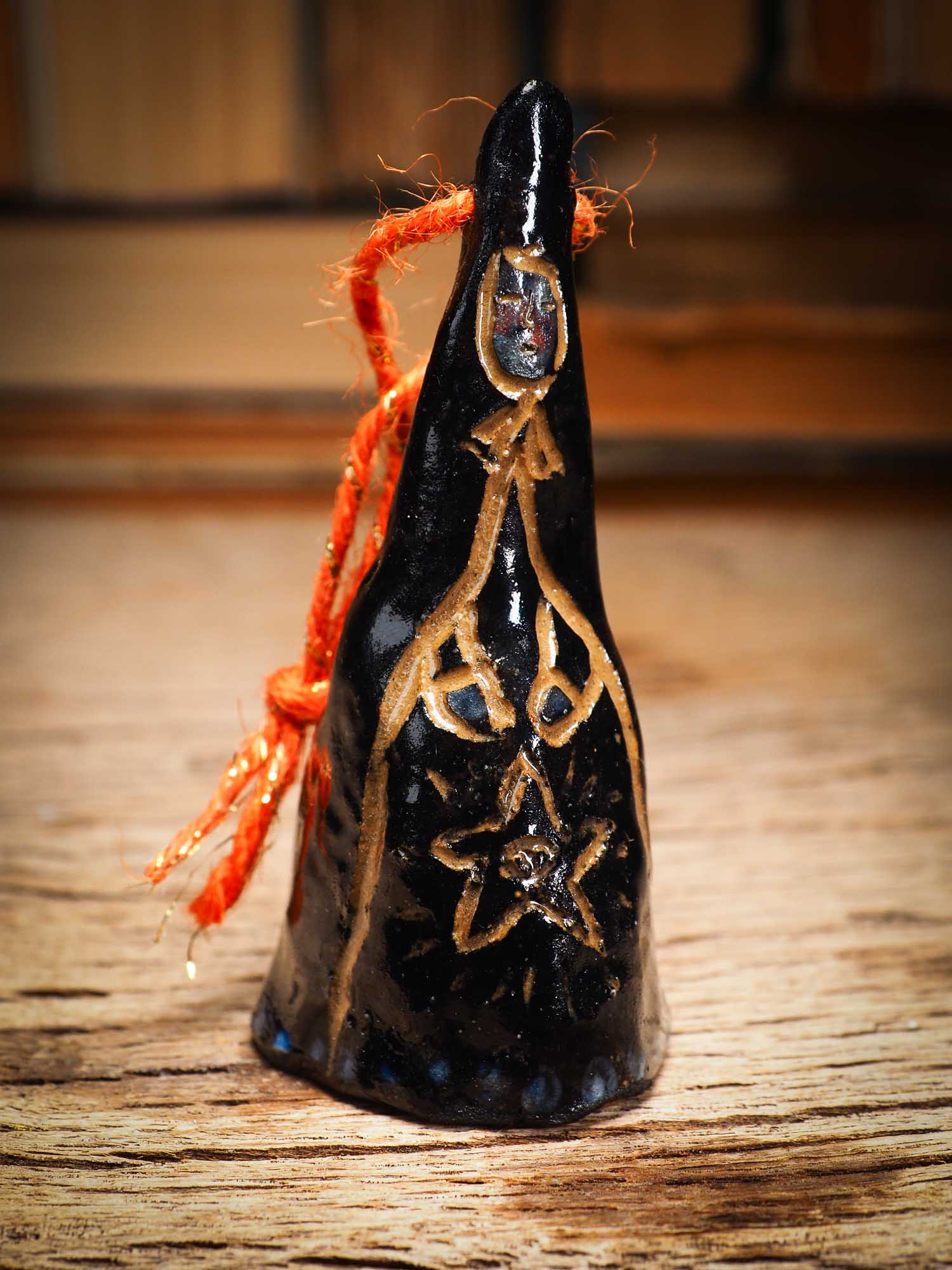 Original handmade ceramic candy corn ornament by Idania Salcido Danita Art with thread is perfect Halloween decoration! Stands on its own or hangs from window
