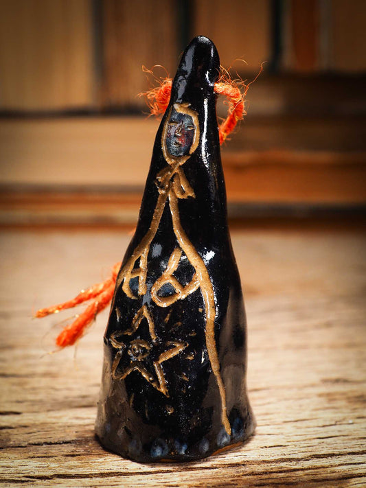 Original handmade ceramic candy corn ornament by Idania Salcido Danita Art with thread is perfect Halloween decoration! Stands on its own or hangs from window