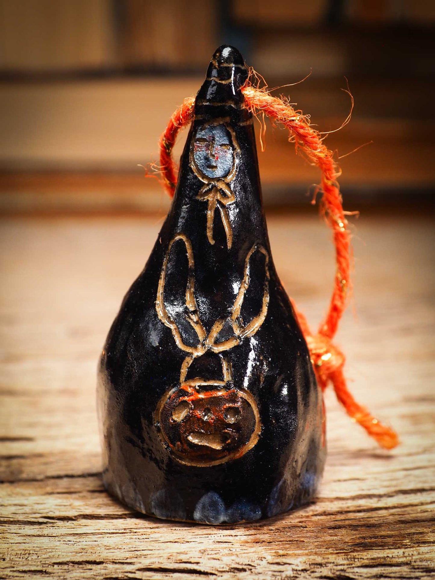 Original handmade ceramic candy corn ornament by Idania Salcido Danita Art with thread is perfect Halloween decoration! Stands on its own or hangs from window