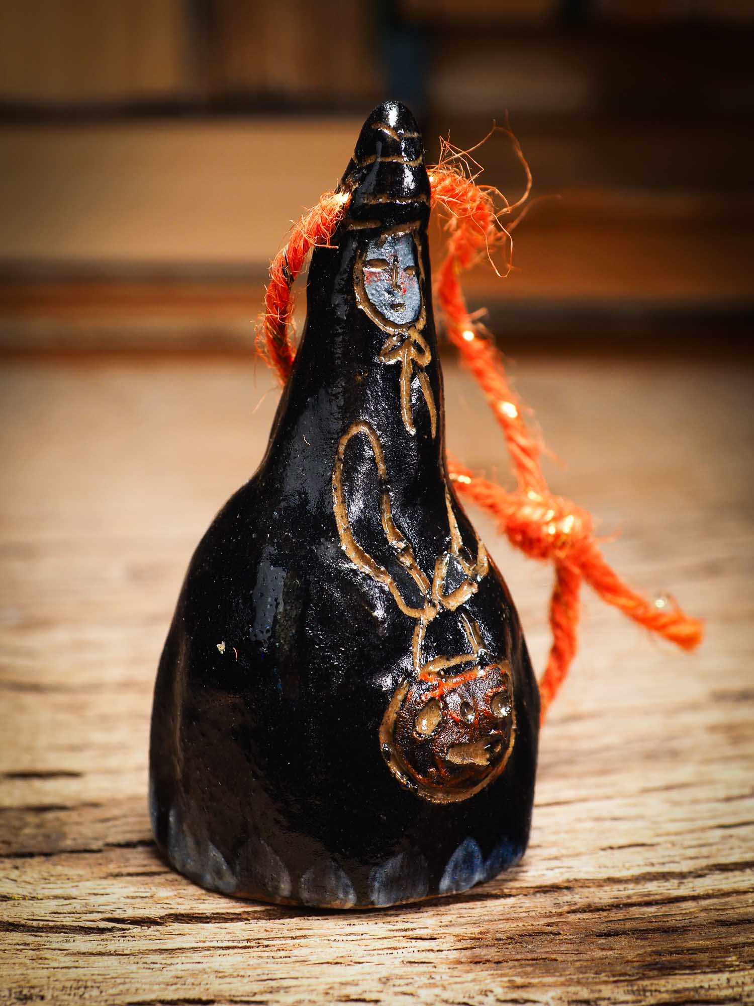 Original handmade ceramic candy corn ornament by Idania Salcido Danita Art with thread is perfect Halloween decoration! Stands on its own or hangs from window