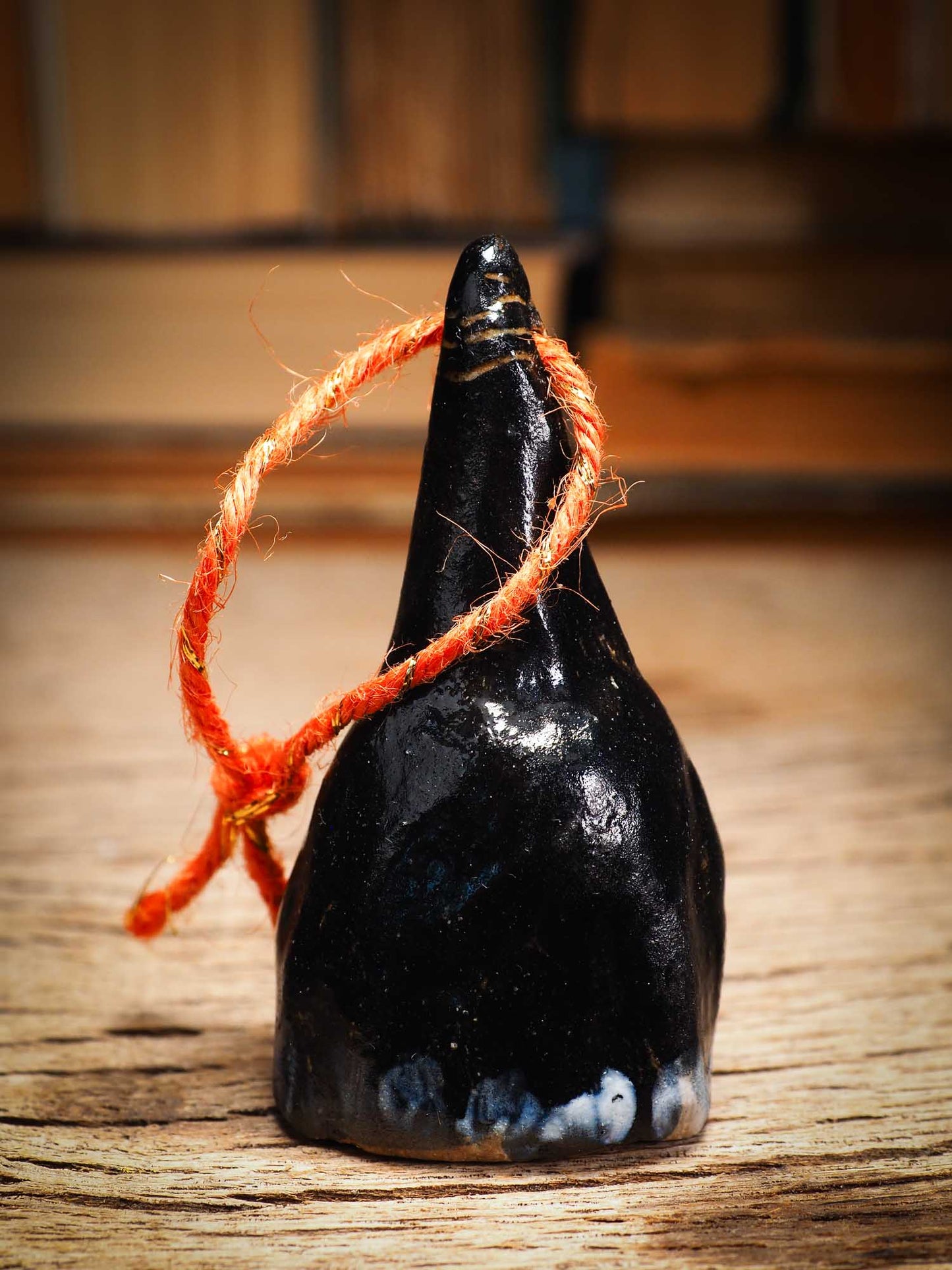 Original handmade ceramic candy corn ornament by Idania Salcido Danita Art with thread is perfect Halloween decoration! Stands on its own or hangs from window