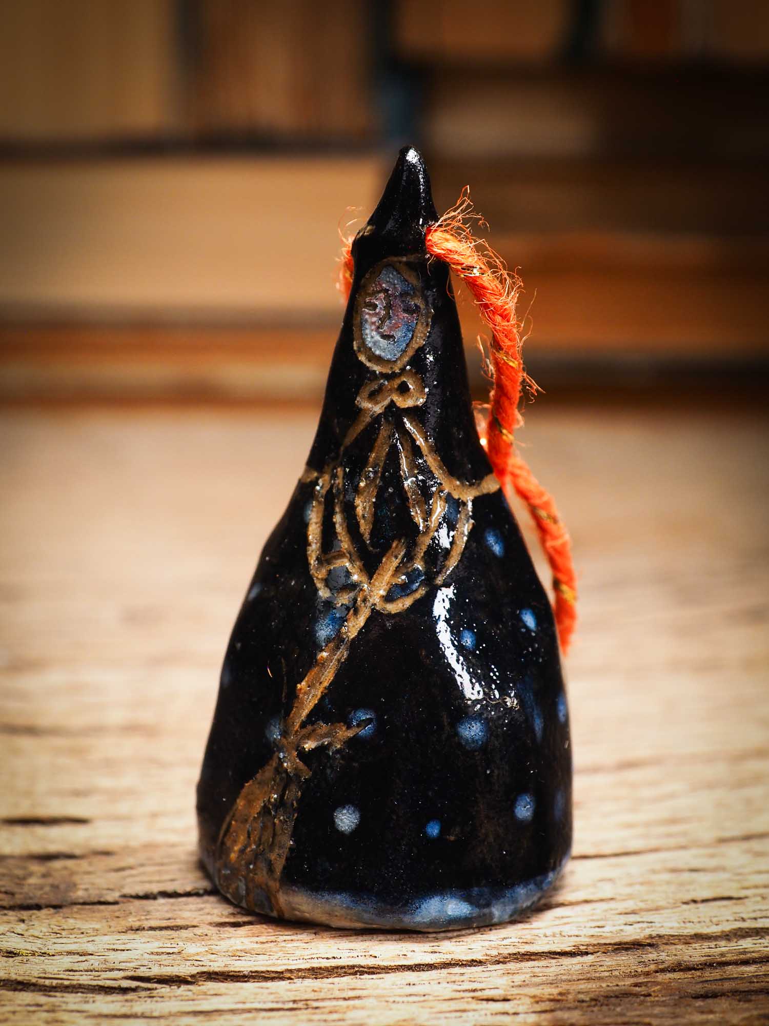 Original handmade ceramic candy corn ornament by Idania Salcido Danita Art with thread is perfect Halloween decoration! Stands on its own or hangs from window