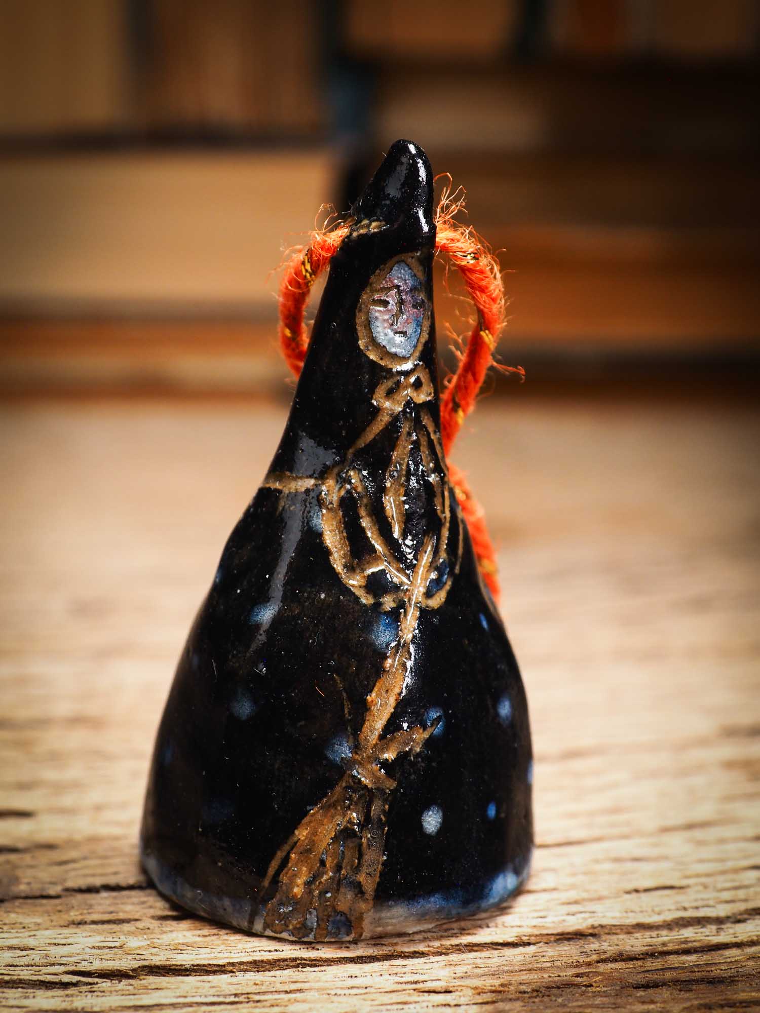 Original handmade ceramic candy corn ornament by Idania Salcido Danita Art with thread is perfect Halloween decoration! Stands on its own or hangs from window