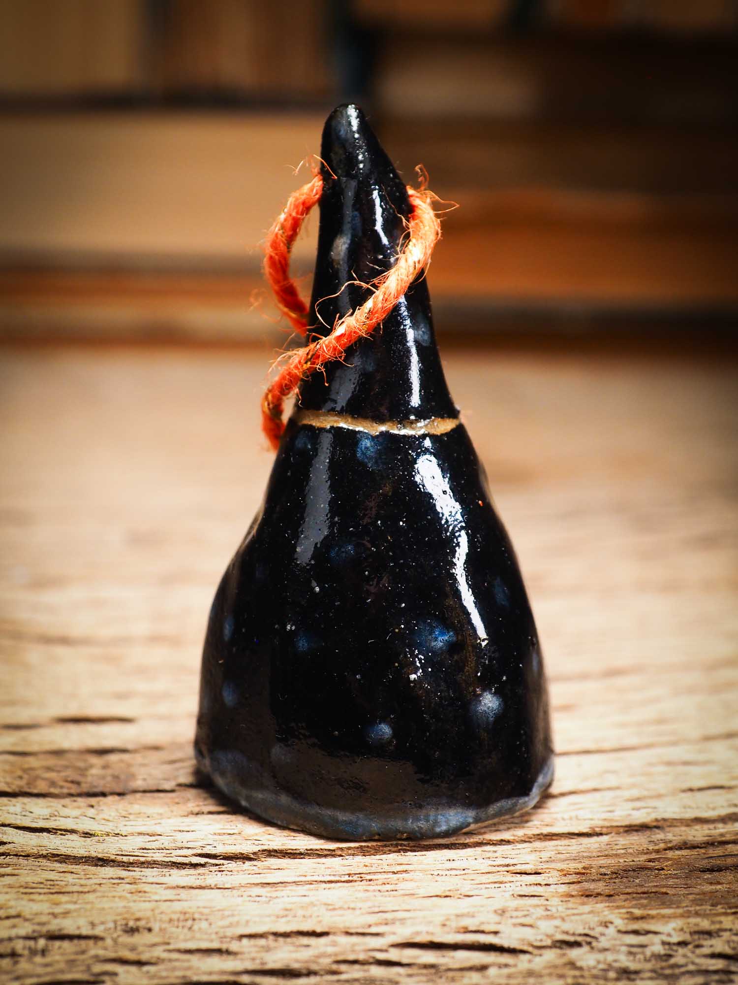 Original handmade ceramic candy corn ornament by Idania Salcido Danita Art with thread is perfect Halloween decoration! Stands on its own or hangs from window