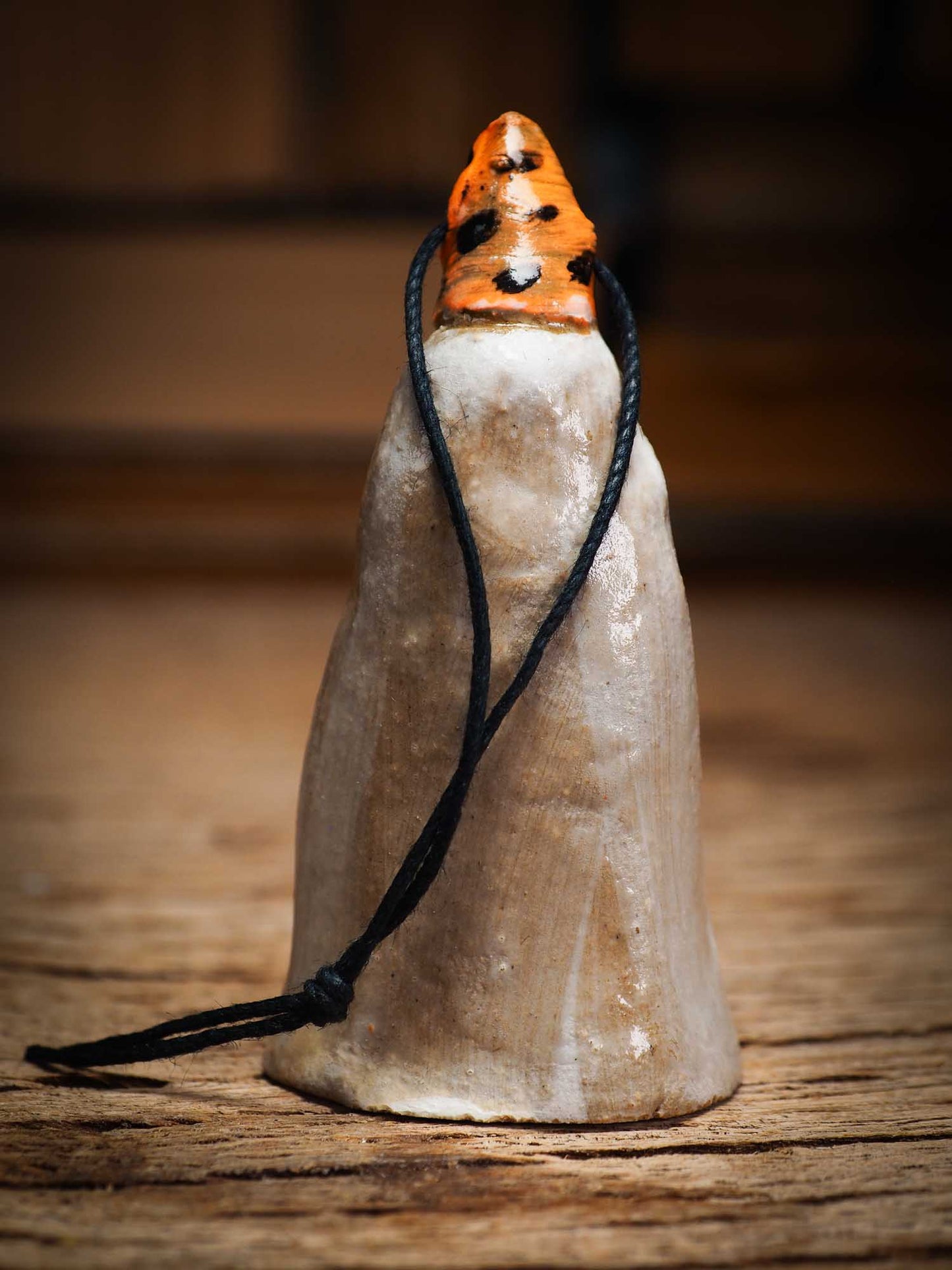 Original handmade ceramic sheet ghost ornament by Idania Salcido Danita Art with thread is perfect Halloween decoration! Stands on its own or hangs from window