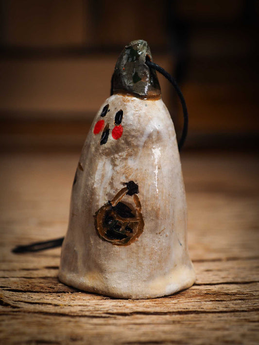 Original handmade ceramic sheet ghost ornament by Idania Salcido Danita Art with thread is perfect Halloween decoration! Stands on its own or hangs from window