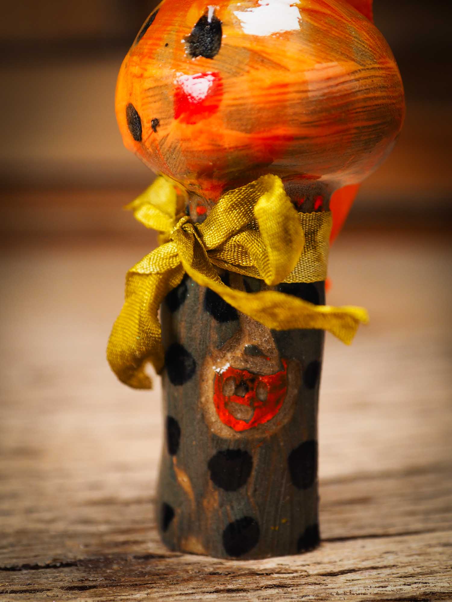 Original handmade ceramic jack-o-lantern pumpkin ornament by Idania Salcido Danita Art is a perfect Halloween decoration! Stands on its own or hangs from window