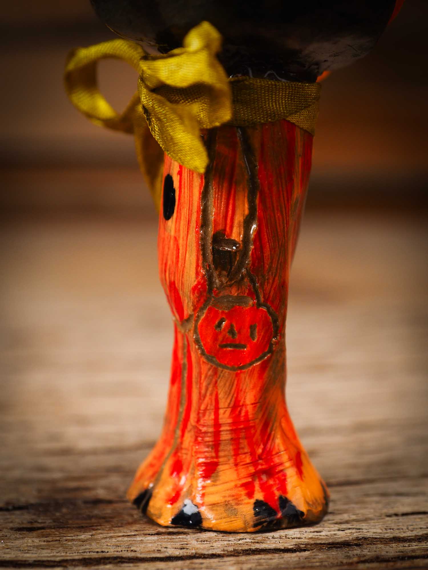 Original handmade ceramic jack-o-lantern pumpkin ornament by Idania Salcido Danita Art is a perfect Halloween decoration! Stands on its own or hangs from window