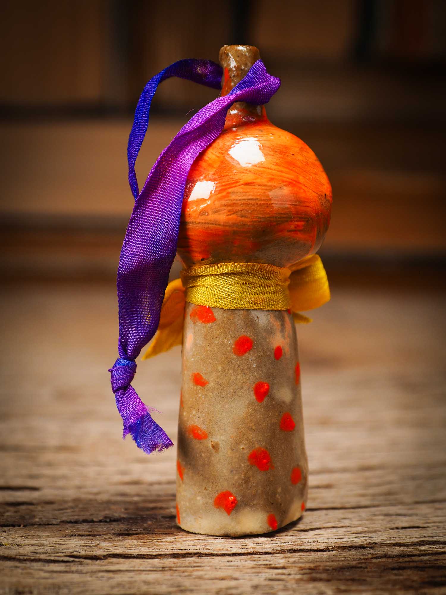 Original handmade ceramic jack-o-lantern pumpkin ornament by Idania Salcido Danita Art is a perfect Halloween decoration! Stands on its own or hangs from window