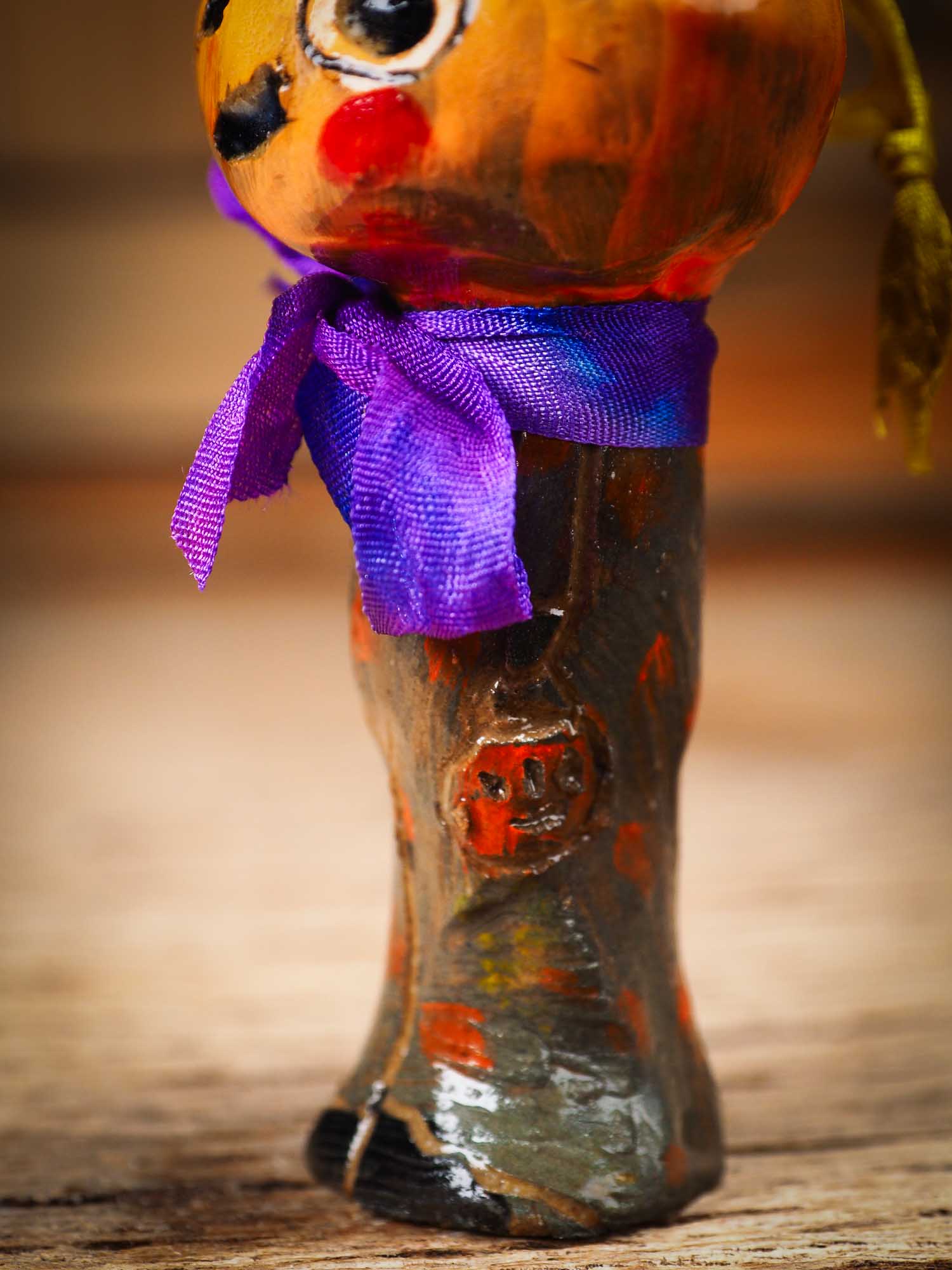 Original handmade ceramic jack-o-lantern pumpkin ornament by Idania Salcido Danita Art is a perfect Halloween decoration! Stands on its own or hangs from window