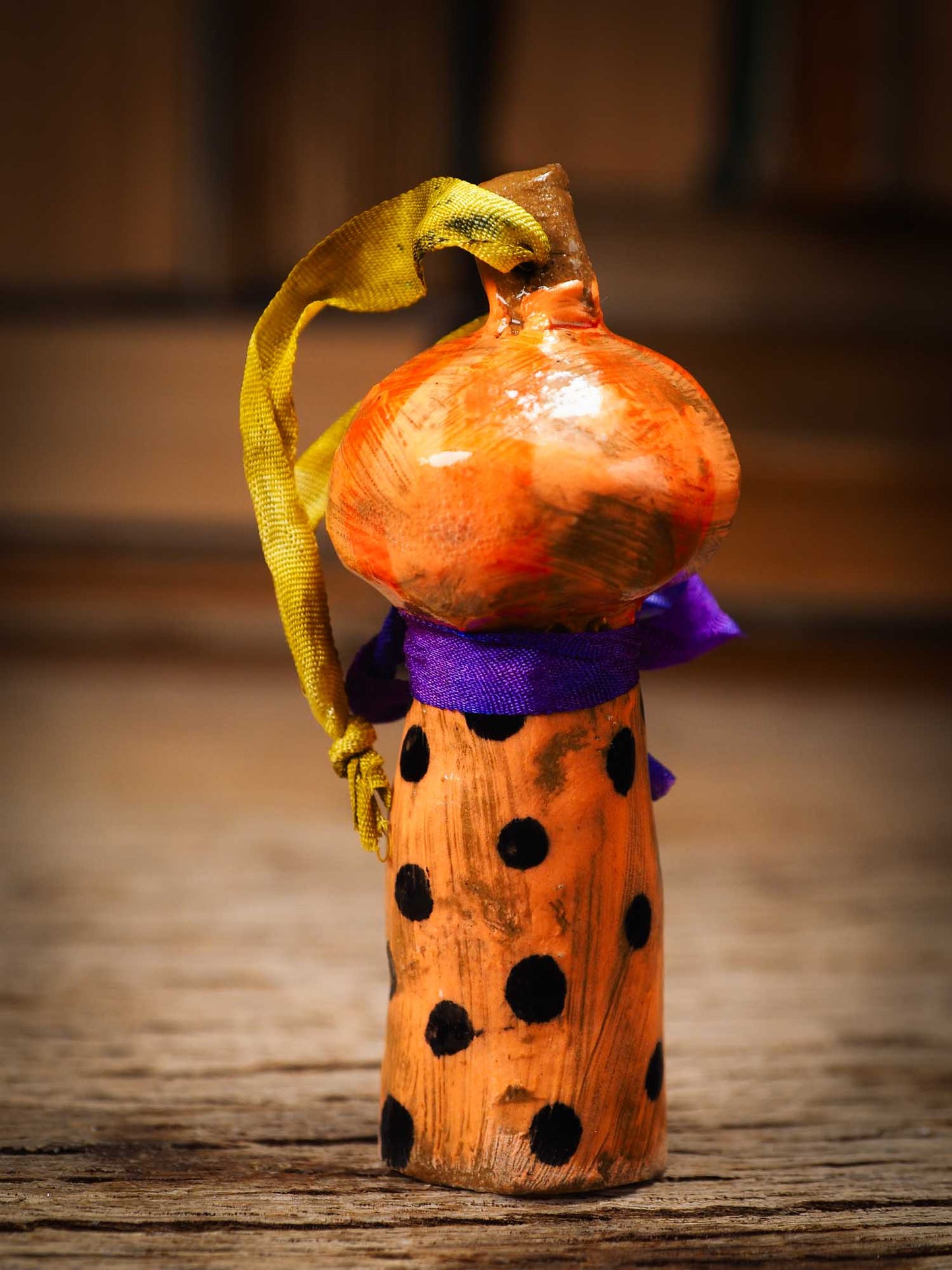 Original handmade ceramic jack-o-lantern pumpkin ornament by Idania Salcido Danita Art is a perfect Halloween decoration! Stands on its own or hangs from window