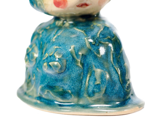 Original hand-carved ceramic art vessel by Idania Salcido (Danita Art). Fired with rich cerulean and mossy glazes, celebrates knowledge, dedication and mastery.