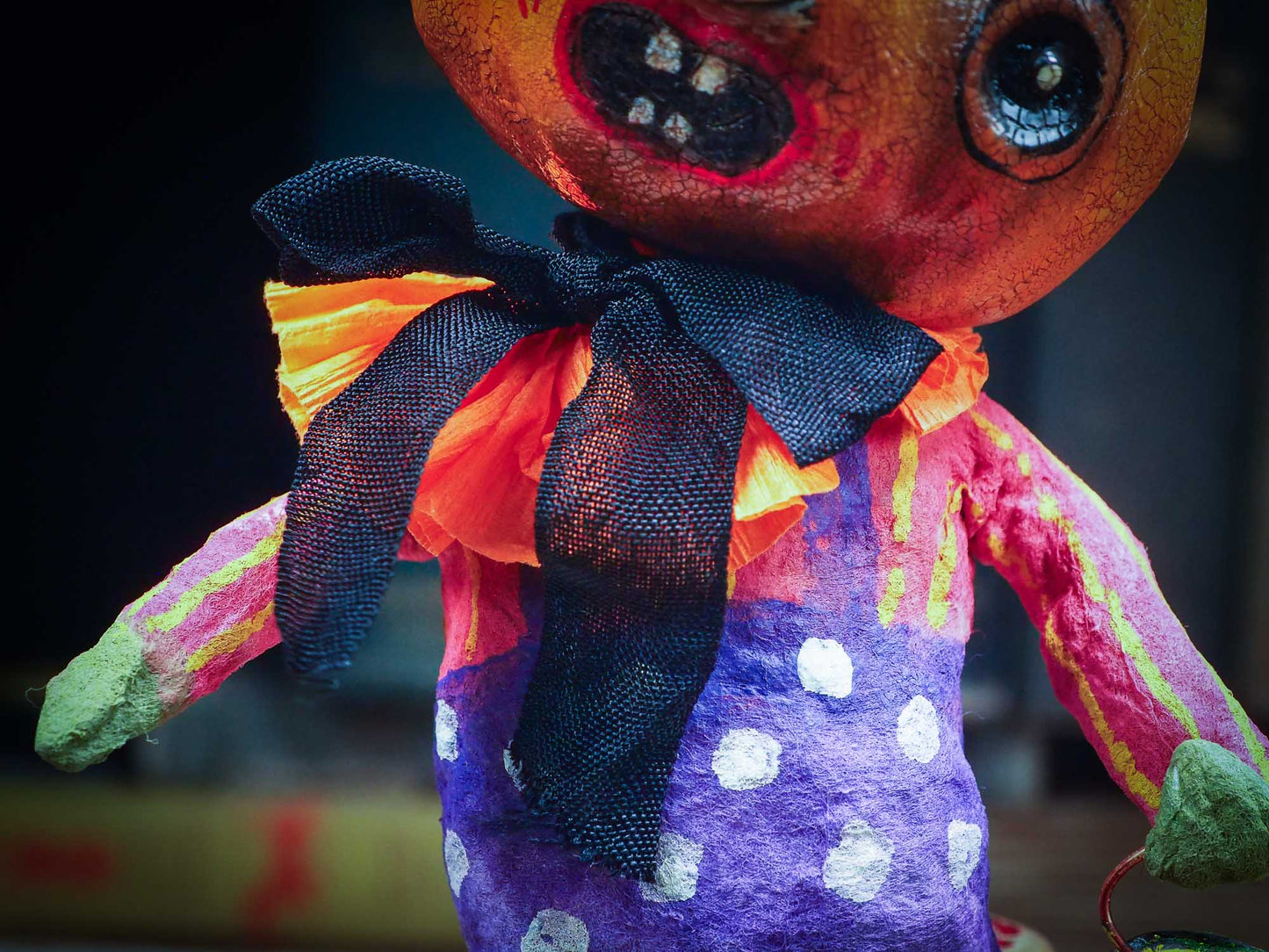 Adorable handmade spun cotton art doll figurines by Idania Salcido (Danita Art) are perfect as Halloween Home Decor. Ghosts, Pumpkins, Witches, Devils and more!