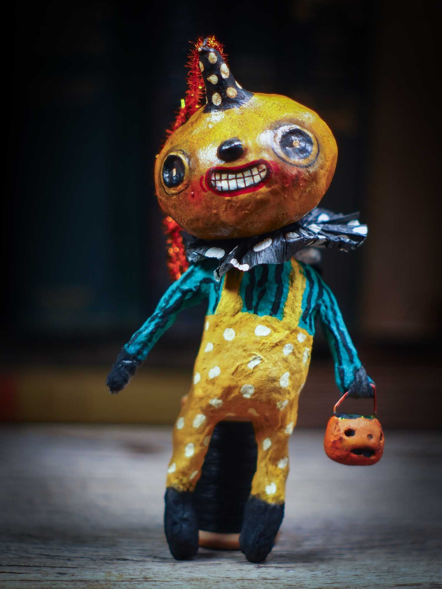 Adorable handmade spun cotton art doll figurines by Idania Salcido (Danita Art) are perfect as Halloween Home Decor. Ghosts, Pumpkins, Witches, Devils and more!
