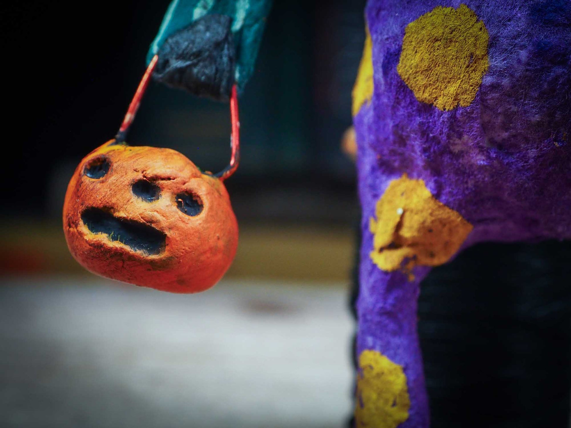 Adorable handmade spun cotton art doll figurines by Idania Salcido (Danita Art) are perfect as Halloween Home Decor. Ghosts, Pumpkins, Witches, Devils and more!