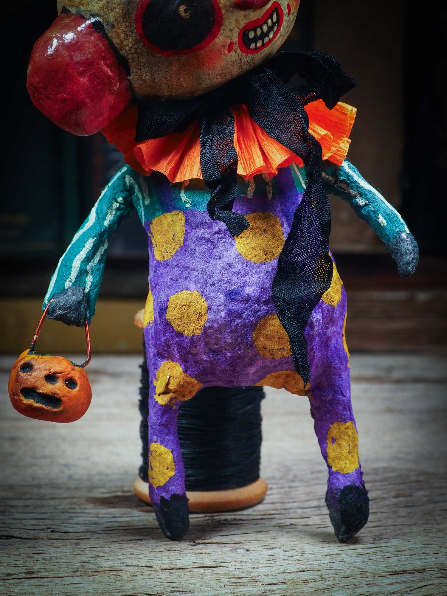 Adorable handmade spun cotton art doll figurines by Idania Salcido (Danita Art) are perfect as Halloween Home Decor. Ghosts, Pumpkins, Witches, Devils and more!