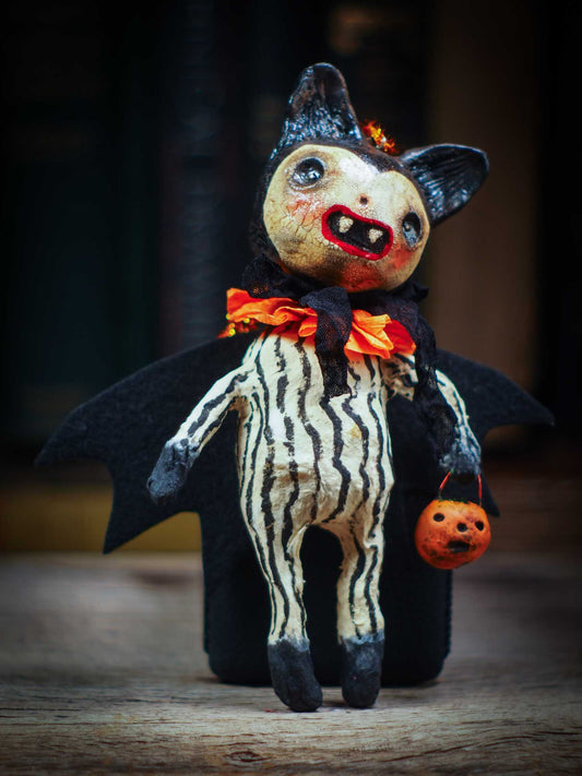 Adorable handmade spun cotton art doll figurines by Idania Salcido (Danita Art) are perfect as Halloween Home Decor. Ghosts, Pumpkins, Witches, Devils and more!
