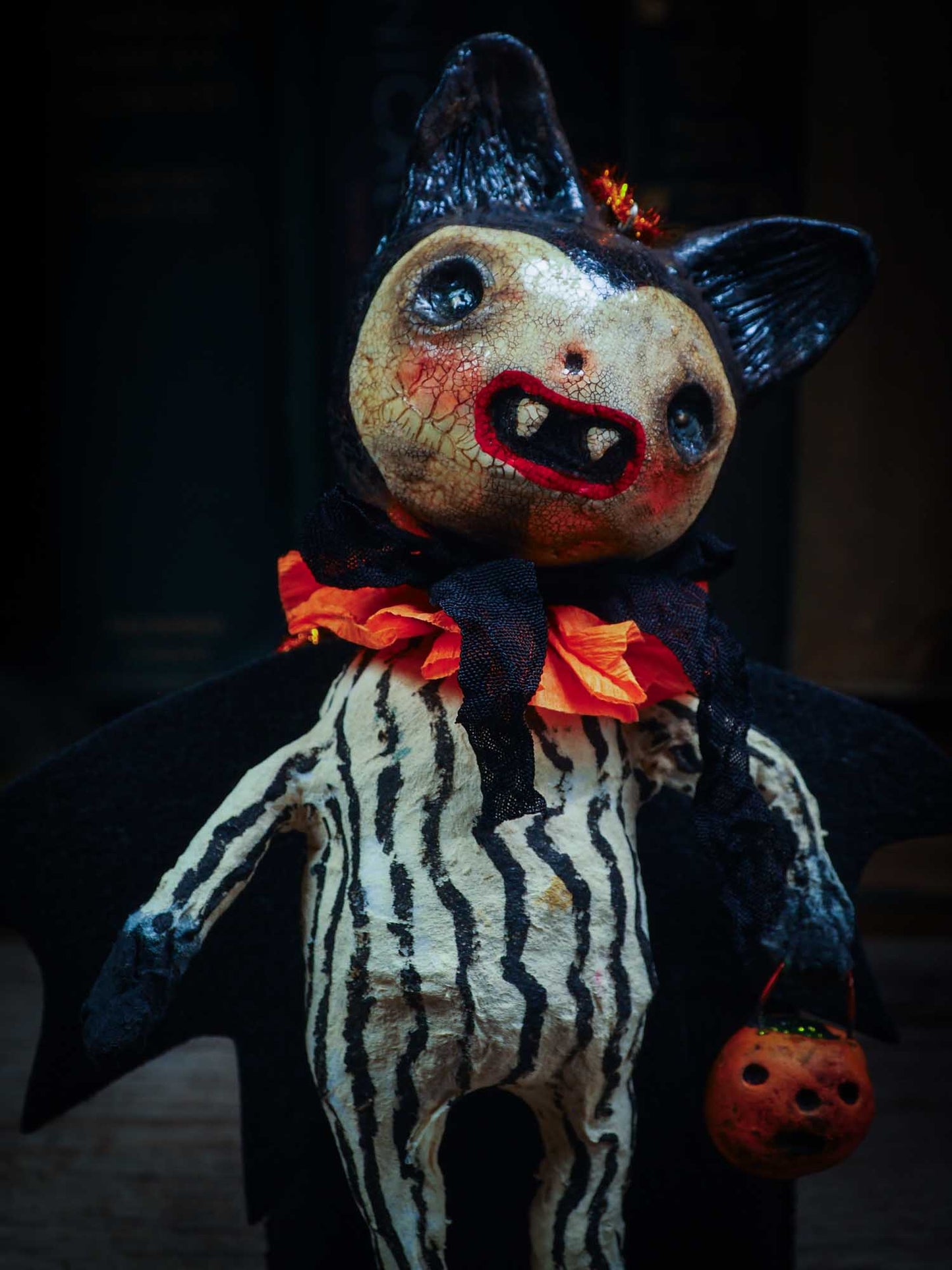 Adorable handmade spun cotton art doll figurines by Idania Salcido (Danita Art) are perfect as Halloween Home Decor. Ghosts, Pumpkins, Witches, Devils and more!