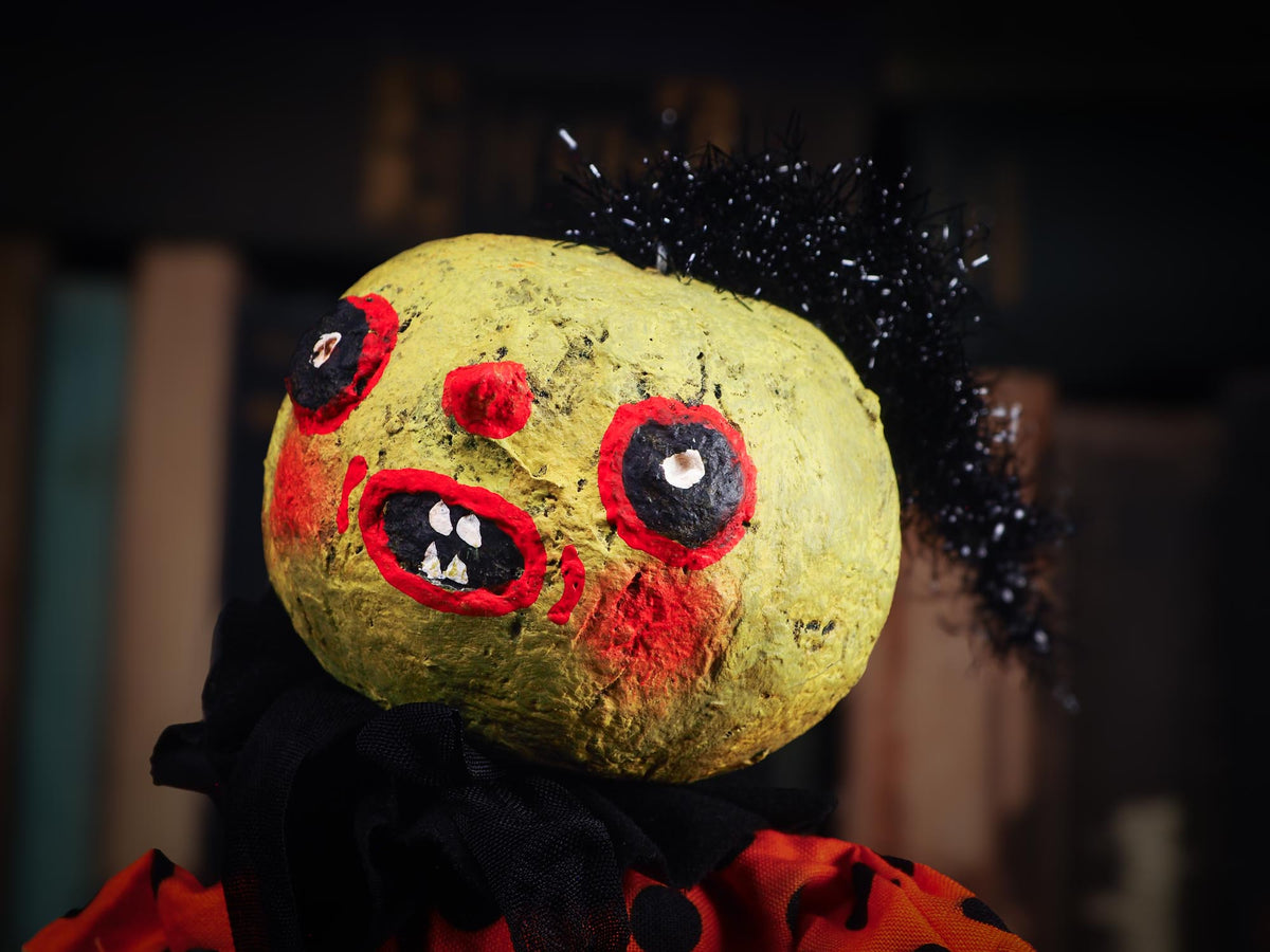 An original spooky cute outsider folk art Halloween Doll. Hand made using spun cotton, paper and fabric to create the perfect Halloween ornament for your tree. Specially made for someone who appreciates fine and unique art gifts, It is a one of a kind creation with an original design by Idania Salcido (Danita Art).