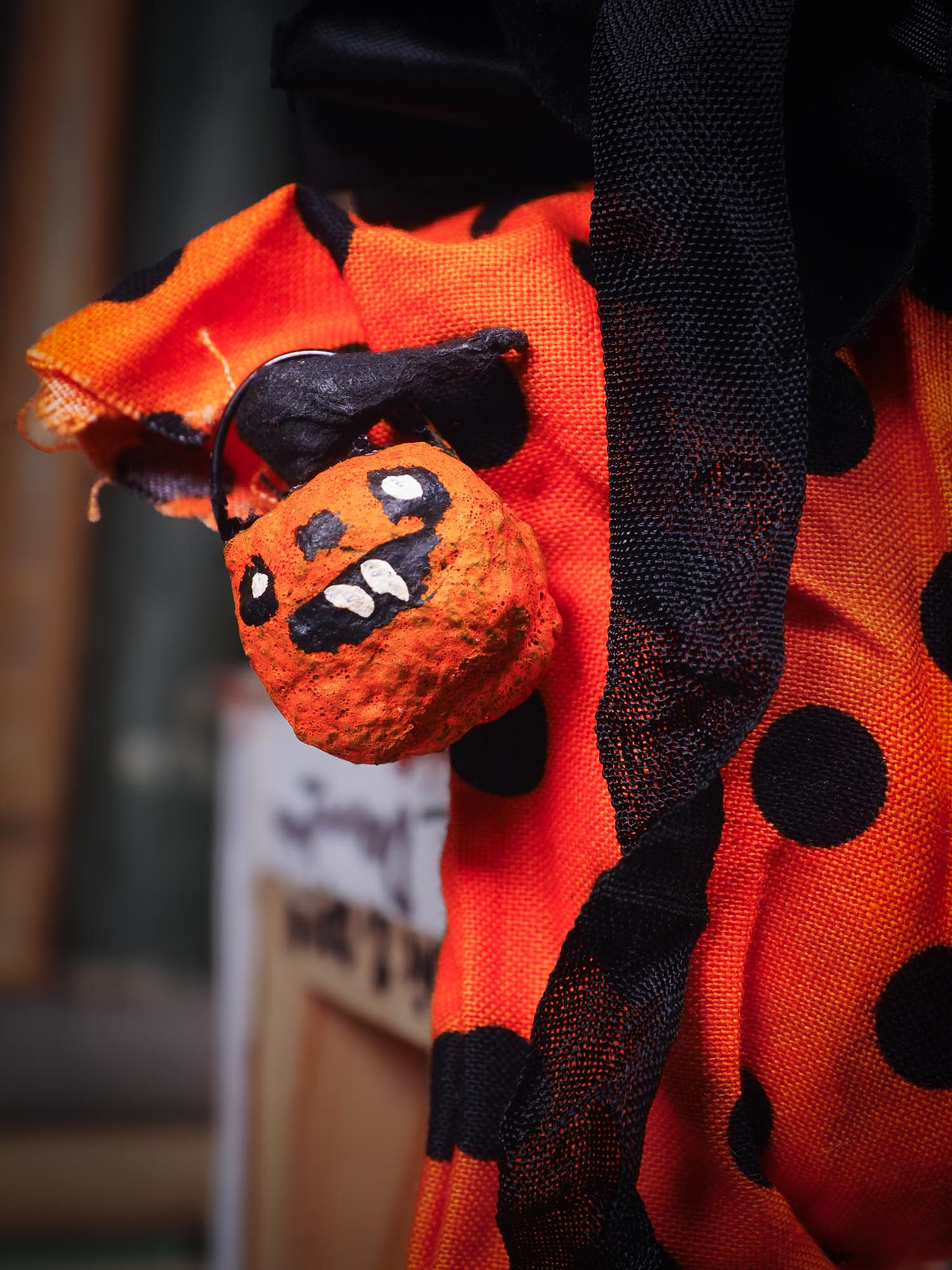 An original spooky cute outsider folk art Halloween Doll. Hand made using spun cotton, paper and fabric to create the perfect Halloween ornament for your tree. Specially made for someone who appreciates fine and unique art gifts, It is a one of a kind creation with an original design by Idania Salcido (Danita Art).