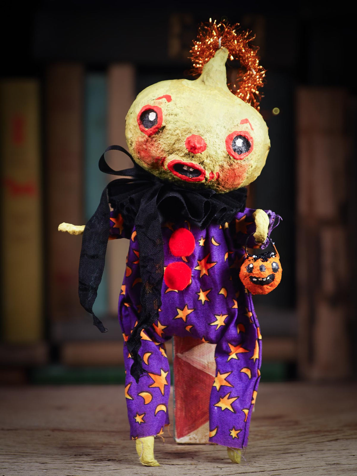 An original spooky cute outsider folk art Halloween Black Cat Doll. Hand made using spun cotton, paper and fabric to create the perfect Halloween ornament for your tree. Specially made for someone who appreciates fine and unique art gifts, It is a one of a kind creation with an original design by Idania Salcido (Danita Art).