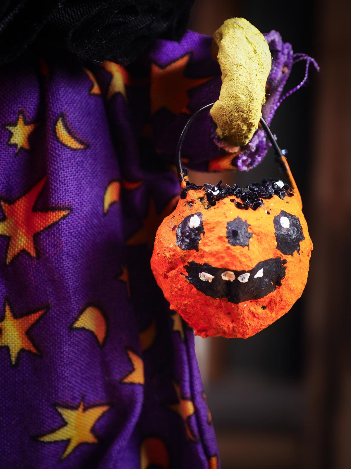 An original spooky cute outsider folk art Halloween Black Cat Doll. Hand made using spun cotton, paper and fabric to create the perfect Halloween ornament for your tree. Specially made for someone who appreciates fine and unique art gifts, It is a one of a kind creation with an original design by Idania Salcido (Danita Art).