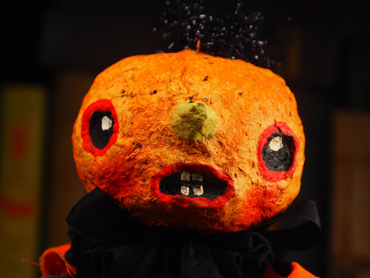 An original spooky cute outsider folk art Halloween Doll. Hand made using spun cotton, paper and fabric to create the perfect Halloween ornament for your tree. Specially made for someone who appreciates fine and unique art gifts, It is a one of a kind creation with an original design by Idania Salcido (Danita Art).
