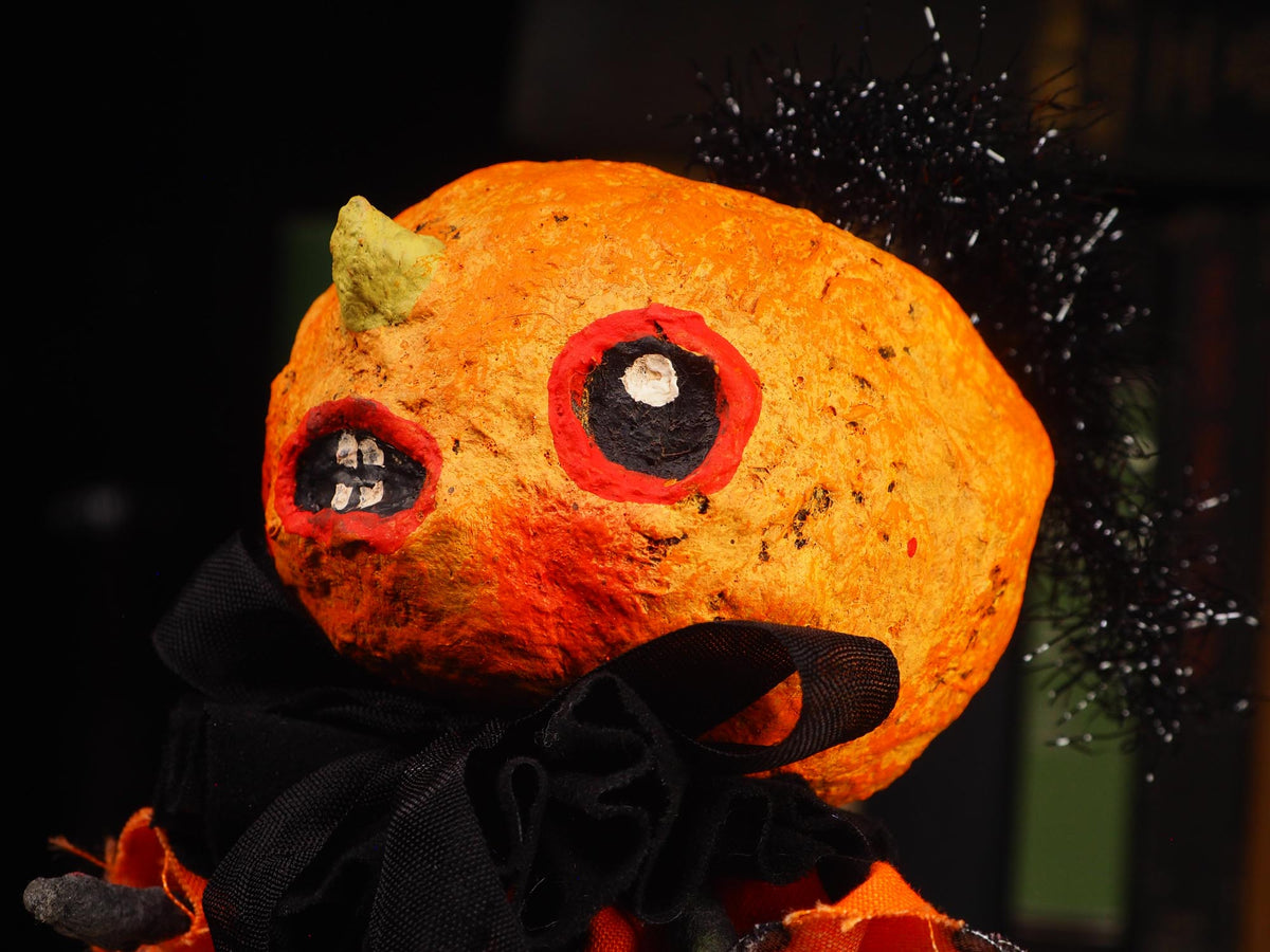 An original spooky cute outsider folk art Halloween Doll. Hand made using spun cotton, paper and fabric to create the perfect Halloween ornament for your tree. Specially made for someone who appreciates fine and unique art gifts, It is a one of a kind creation with an original design by Idania Salcido (Danita Art).