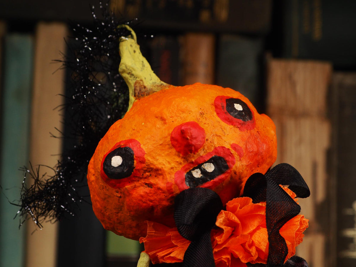 An original spooky cute folk outsider art Halloween Doll. Hand made using spun cotton, paper and fabric to create the perfect Halloween ornament for your tree. Specially created for someone who appreciates fine and unique art gifts, It is a one of a kind original design by Idania Salcido (Danita Art).