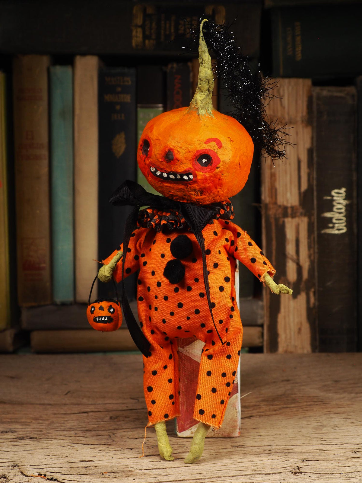 An original handmade spun cotton Halloween art doll by Idania Salcido (Danita Art).