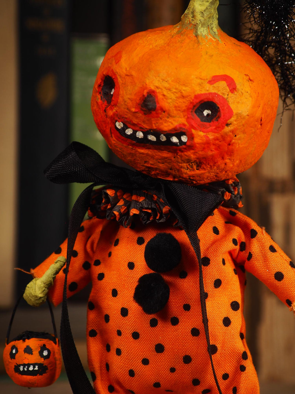 An original handmade spun cotton Halloween art doll by Idania Salcido (Danita Art).