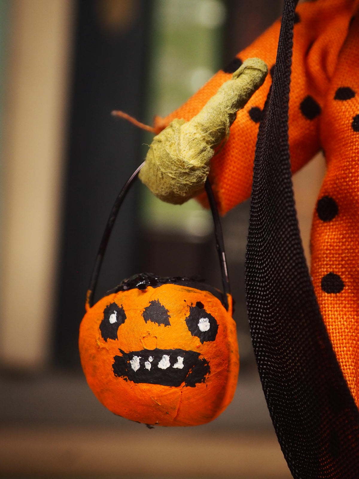 An original handmade spun cotton Halloween art doll by Idania Salcido (Danita Art).