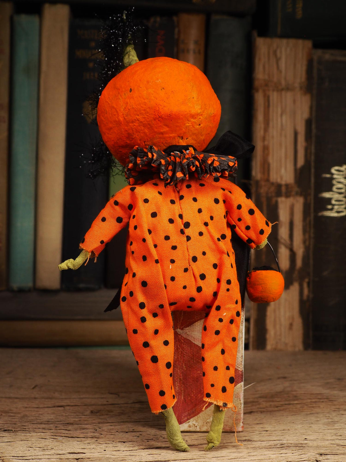 An original handmade spun cotton Halloween art doll by Idania Salcido (Danita Art).