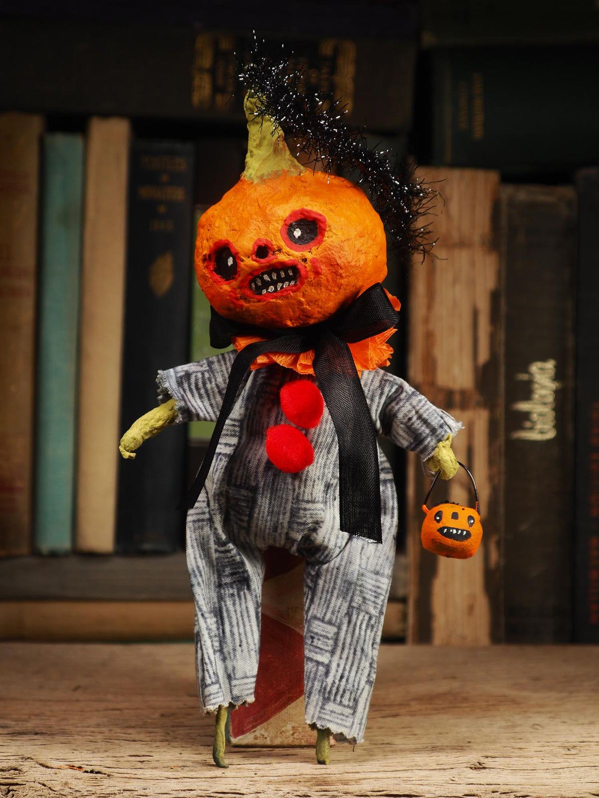 An original handmade spun cotton Halloween art doll by Idania Salcido (Danita Art).