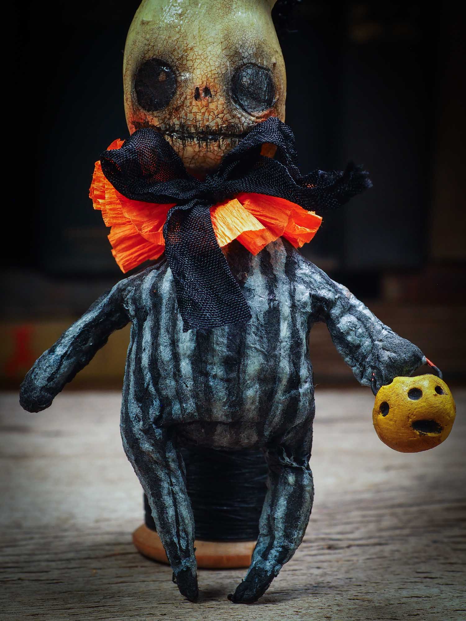 Adorable handmade spun cotton art doll figurines by Idania Salcido (Danita Art) are perfect as Halloween Home Decor. Ghosts, Pumpkins, Witches, Devils and more!